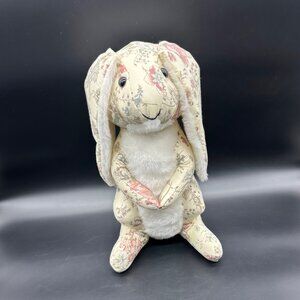 Vintage Floral Bunny Rabbit Plush Stuffed Animal Stand Up Cream Pink Cottagecore